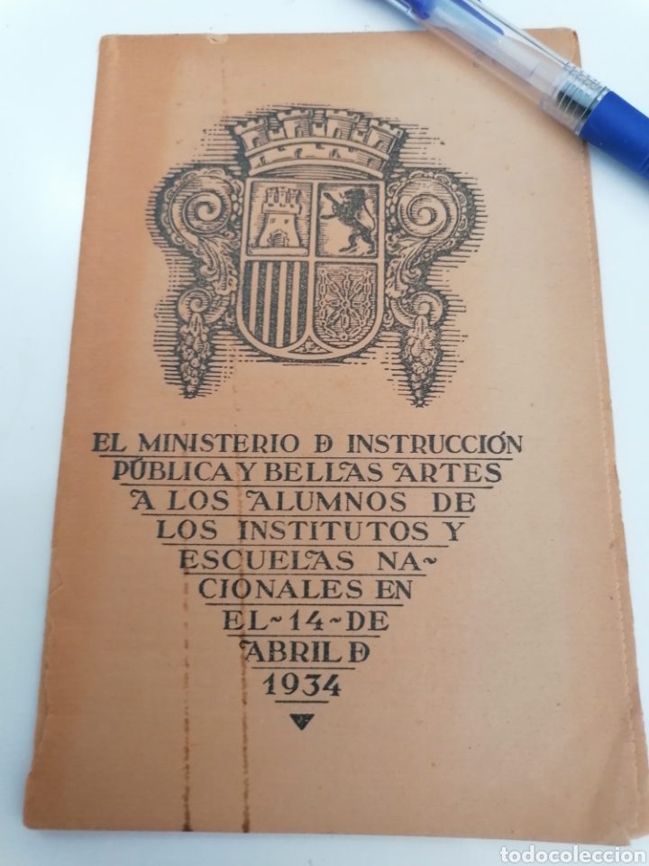 Coleccionismo: MINISTERIO INSTRUCCI&Oacute;N P&Uacute;BLICA Y BELLAS ARTES. FOTELLO DESPLEGABLE. ALUMNOS, 14 ABRIL 1934