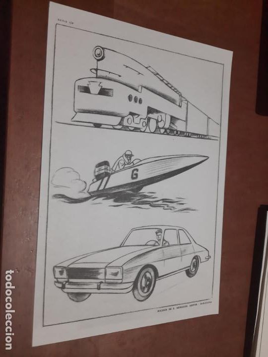 Sammelleidenschaft Papier: 1/8. LOCOMOTORA, LANCHA Y COCHE. L&Aacute;MINA DE EMILIO FREIXAS. SERIE 1. UNA CARA. BUEN ESTADO.