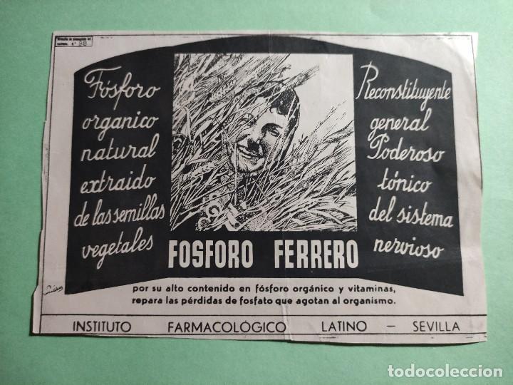 Coleccionismo: PUBLICIDAD 1942 - FOSFORO FERRERO - COLECCION MEDICINAS -
