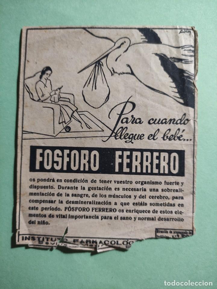Coleccionismo: PUBLICIDAD 1942 - FOSFORO FERRERO - COLECCION MEDICINAS -