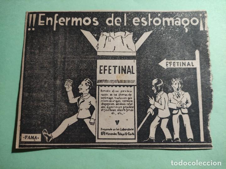 Coleccionismo: PUBLICIDAD 1942 - EFETINAL .&iexcl;&iexcl;&iexcl; ENFERMOS DEL ESTOMAGO !!! - COLECCION MEDICINAS -