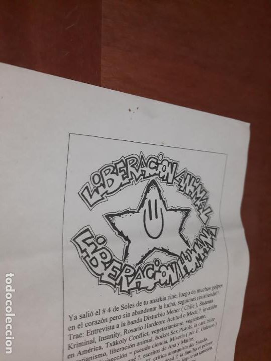 Coleccionismo: LIBERACI&Oacute;N ANIMAL. FOLLETO SOBRE LA APARICI&Oacute;N DE ANARKIA ZINE. ARGENTINA. UNA CARA. BUEN ESTADO