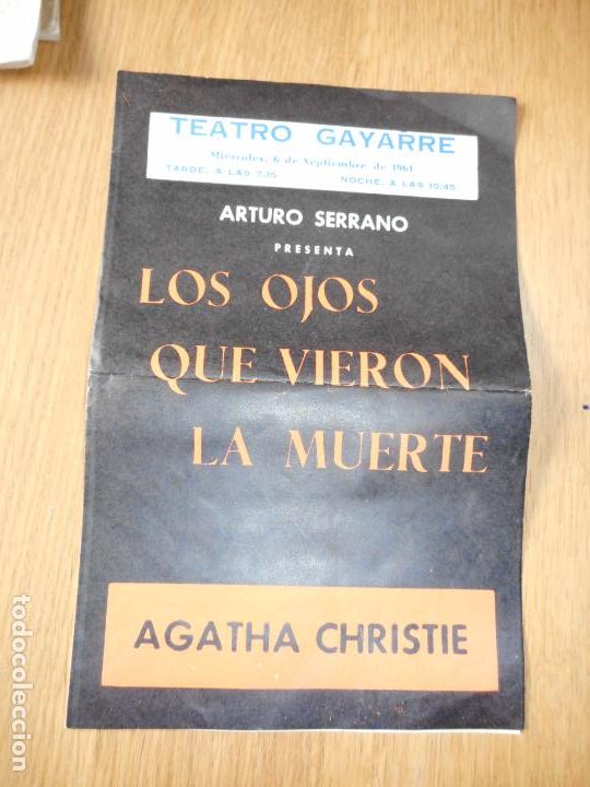 Coleccionismo: PROGRAMA.TEATRO GAYARRE.1961.ARTURO SERRANO.AGATHA CHRISTIE.RAFAEL ARCOS.JOSE SACRISTAN.TINA SAINZ
