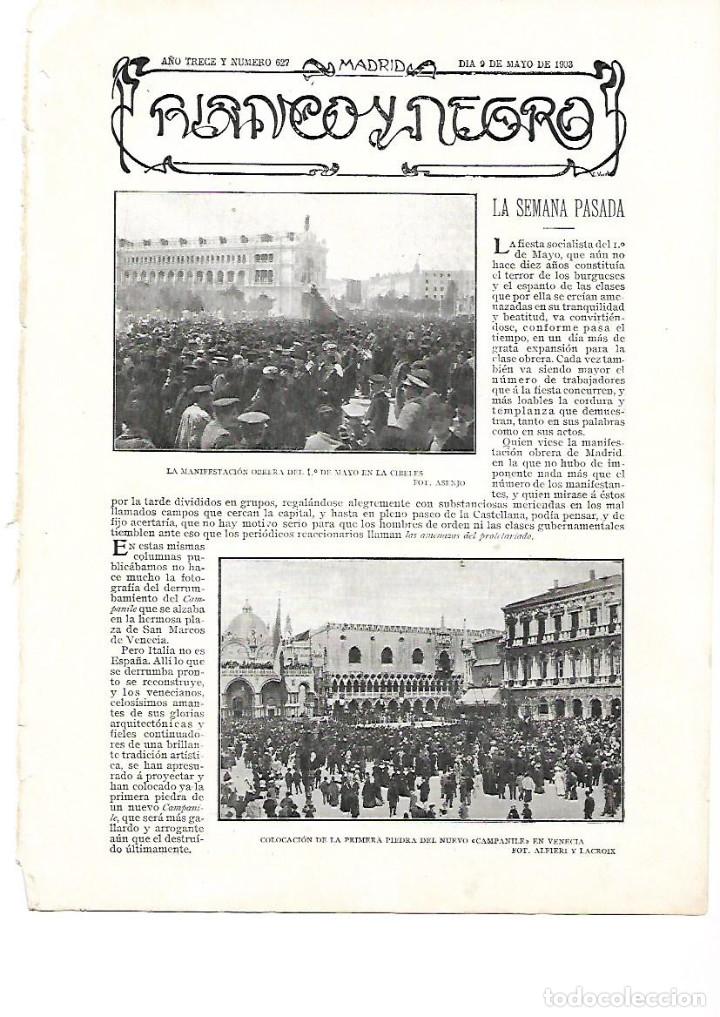 Collezionismo: A&Ntilde;O 1903 RECORTE PRENSA COLOCACION PRIMERA PIEDRA NUEVO CAMPANILLE VENECIA ITALIA