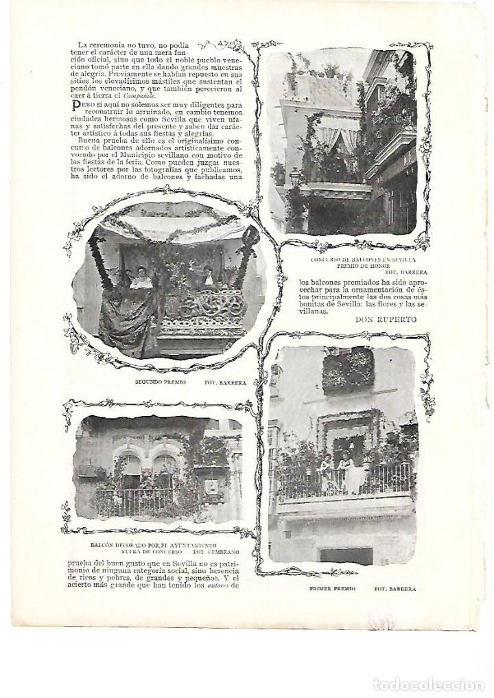 Colecionismo: A&Ntilde;O 1903 RECORTE PRENSA CONCURSO DE BALCONES DE SEVILLA PREMIOS