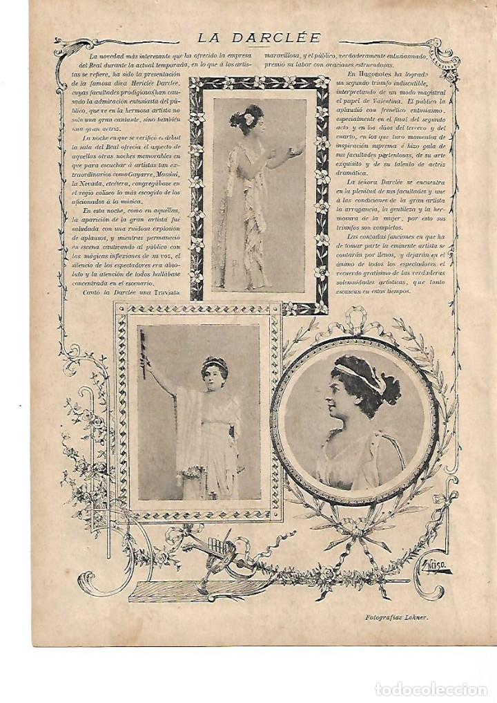 Collectionnisme: A&Ntilde;O 1899 RECORTE PRENSA HARICLEE DARCLEE SOPRANO OPERA CANTANTE ARTISTA RUMANIA TEATRO EL REAL