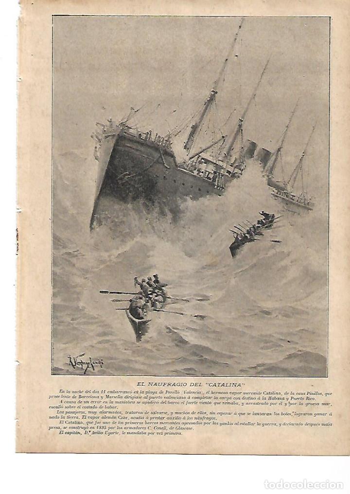 Colecionismo: A&Ntilde;O 1899 RECORTE PRENSA NAUFRAGIO VAPOR CATALINA CASA PINILLOS PLAYA DEL PERELLO VALENCIA