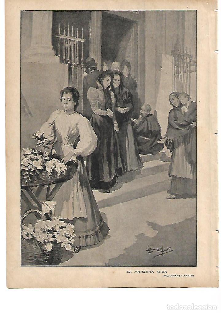 Collecting paper: A&Ntilde;O 1899 RECORTE PRENSA DIBUJO LAMINA LA PRIMERA MISA POR GIMENEZ MARTIN
