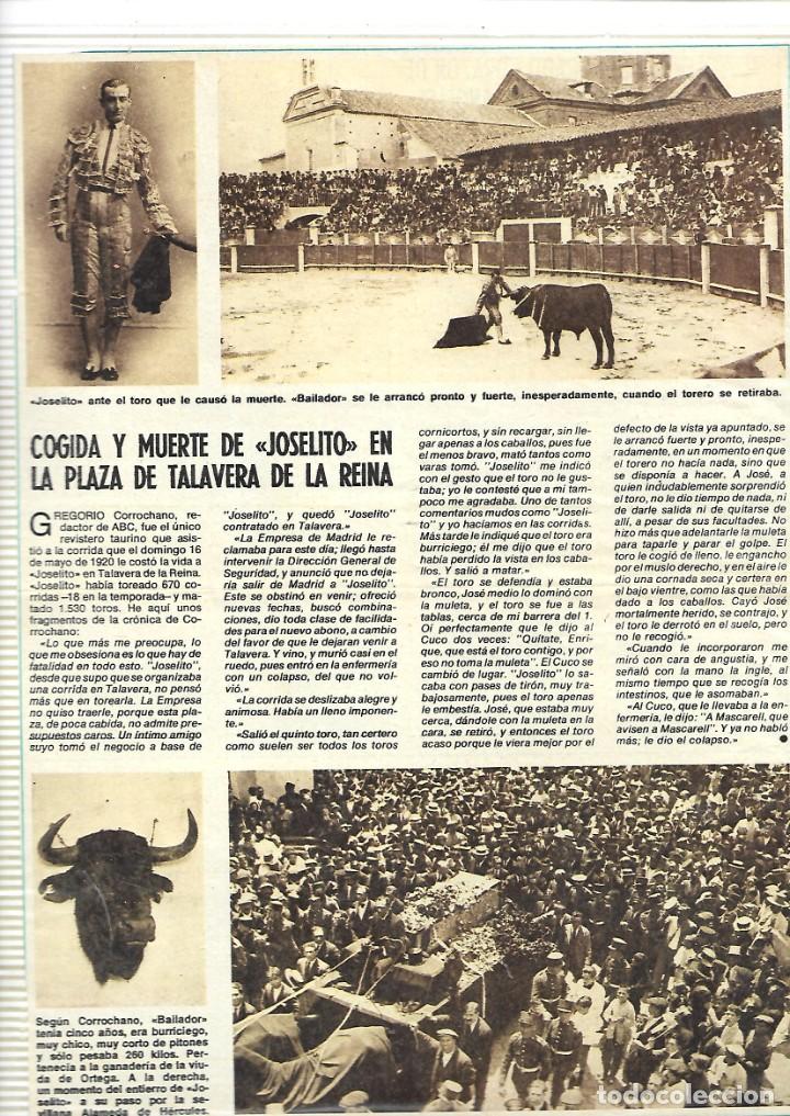 Coleccionismo: 806- 3 FOTOS Y ARTICULOS HEMEROTECA DE PRENSA DE LA MUERTE DE JOSELITO EN TALAVERA DE LA REINA