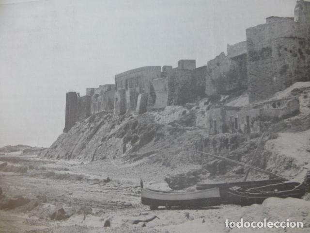 Collecting paper: TARIFA CADIZ EL CASTILLO ANTIGUA LAMINA HUECOGRABADO A&Ntilde;OS 40