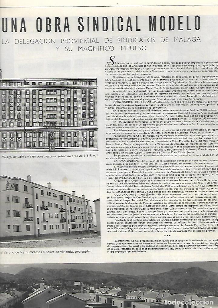 Coleccionismo: A&Ntilde;O 1950 RECORTE PRENSA MALAGA CASA SINDICAL DE MALAGA OBRA SINDICAL MODELO SINDICATOS DE MALAGA