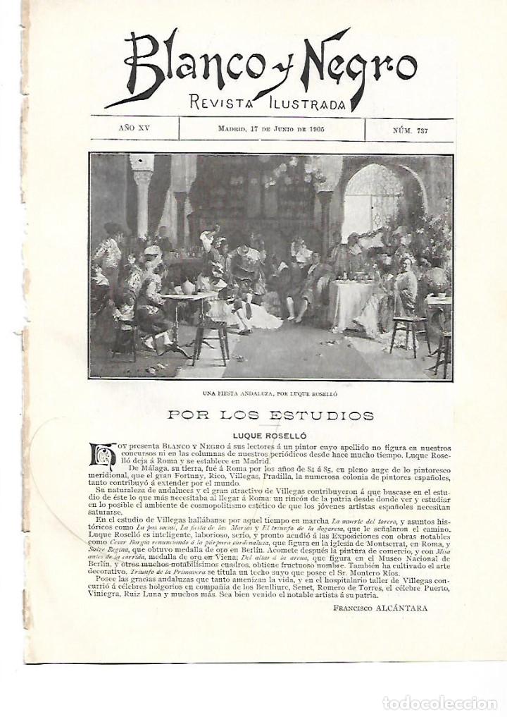 Collectionnisme: A&Ntilde;O 1908 RECORTE PRENSA PINTURA LUQUE ROSELLO CUADRO UNA FIESTA ANDALUZA
