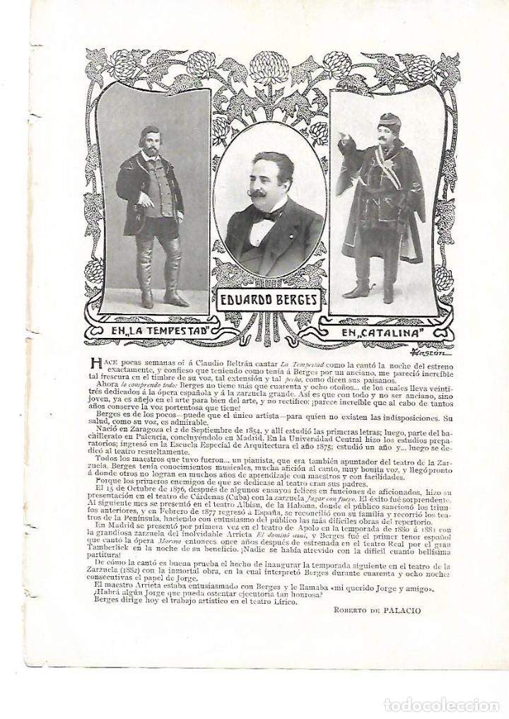Collectionnisme: A&Ntilde;O 1903 RECORTE PRENSA EDUARDO BERGES ACTOR TEATRO ARTISTA