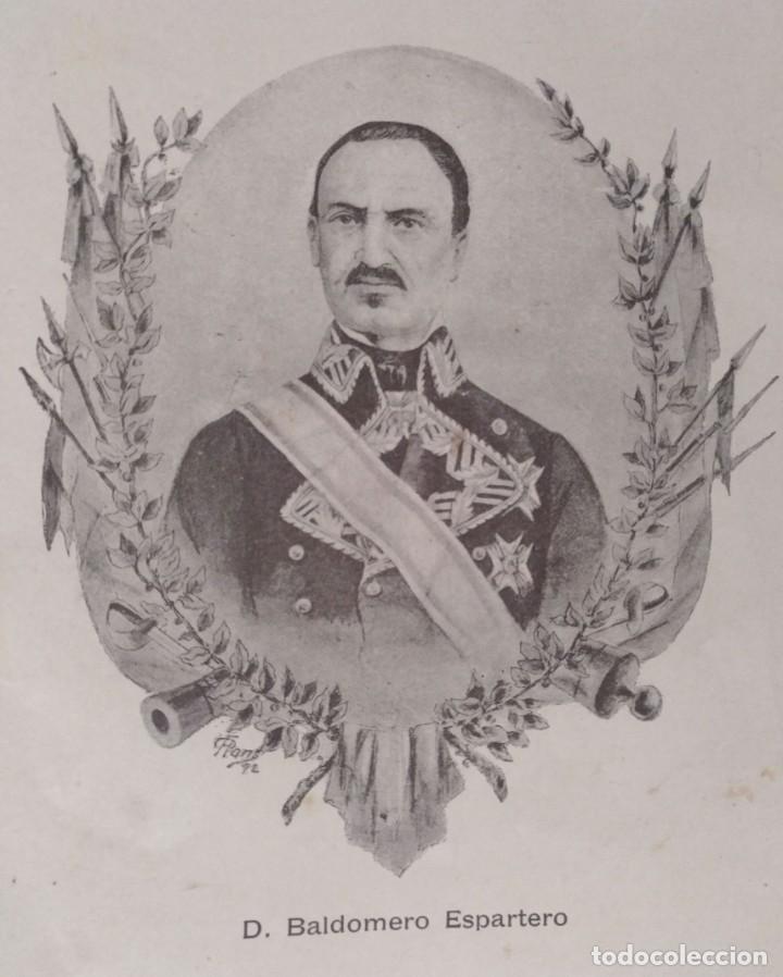 Coleccionismo: LAMINA GENERAL BALDOMERO ESPARTERO PUBLICADA EN 1892 MILITAR POLITICA
