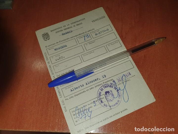 Coleccionismo: Permiso de circulacion para montesa, 1974