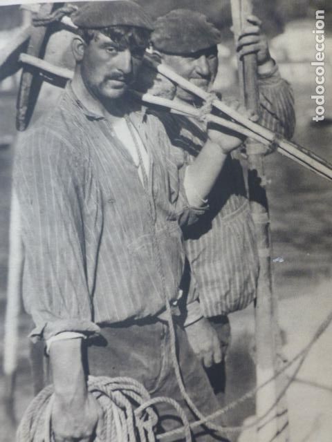 Collezionismo: PASAJES GUIPUZCOA PESCADORES ANTIGUA LAMINA HUECOGRABADO A&Ntilde;OS 40