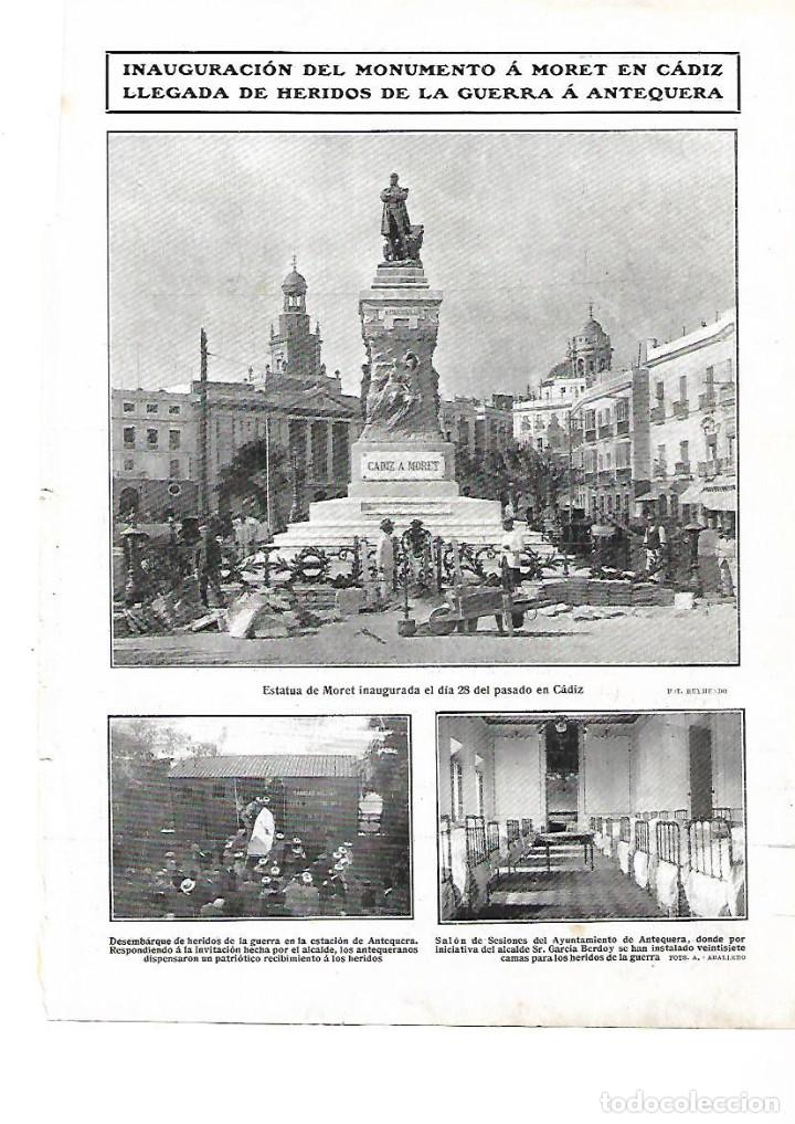 Coleccionismo: A&Ntilde;O 1909 RECORTE PRENSA ANTEQUERA MALAGA LLEGADA HERIDOS GUERRA AYUNTAMIENTO CONVERTIDO EN HOSPITAL