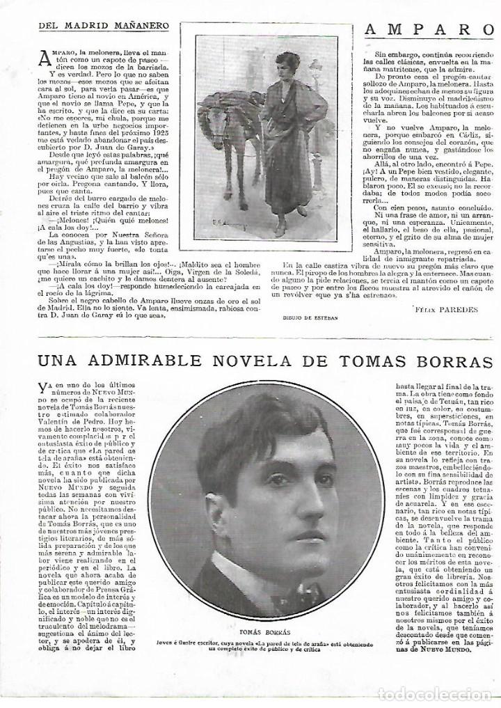 Coleccionismo: A&Ntilde;O 1924 RECORTE PRENSA COSTUMBRES MADRID MA&Ntilde;ANERO AMPARO LA MELONERA DIBUJO ESTEBAN