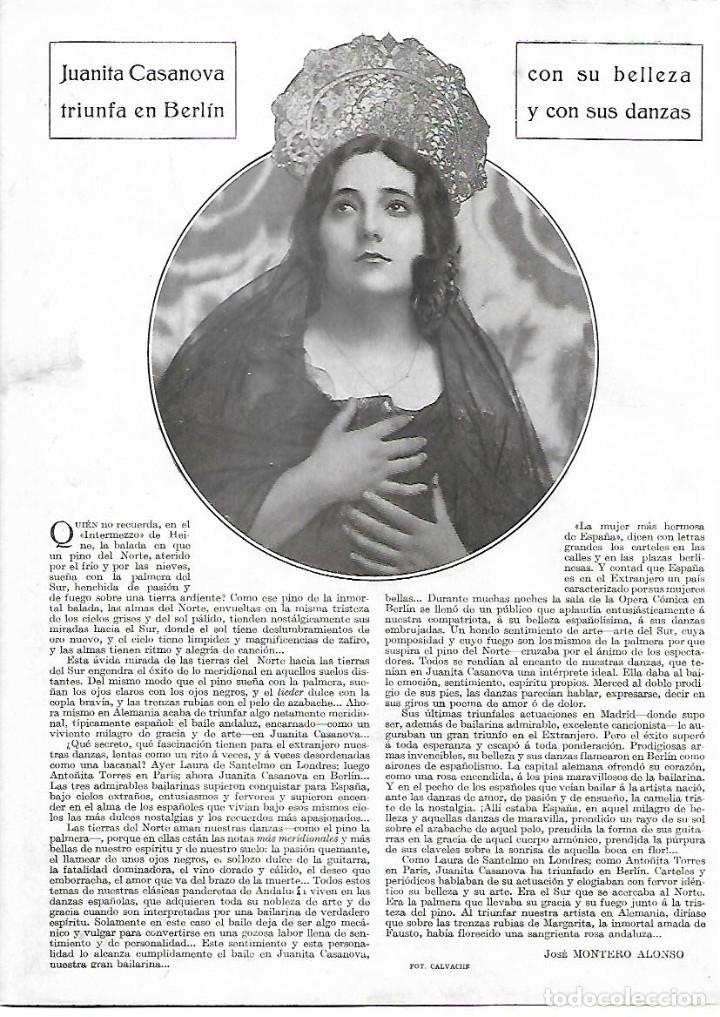Colecionismo: A&Ntilde;O 1924 RECORTE PRENSA JUANITA CASANOVA BAILARINA TRIUNFA EN BERLIN ARTISTA ESPA&Ntilde;OLA TEATRO