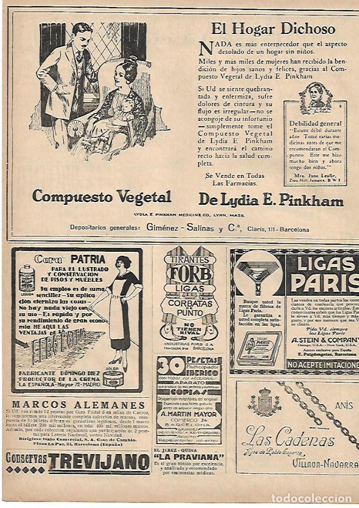 Collectionnisme: A&Ntilde;O 1924 RECORTE PRENSA PUBLICIDAD COMPUESTO VEGETAL DE LYDIA PINKHAM GIMENEZ SALINAS BACELONA