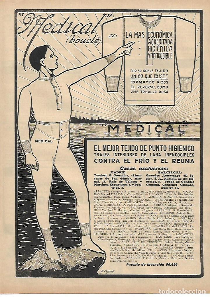 Coleccionismo: A&Ntilde;O 1924 RECORTE PRENSA PUBLICIDAD MEDICAL BOUCLE ROPA INTERIOR LANA TEJIDO DE PUNTO HIGIENICO