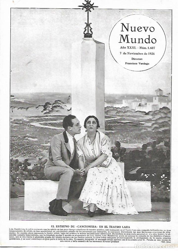 Coleccionismo: A&Ntilde;O 1924 RECORTE PRENSA ESTRENO OBRA CANCIONERA TEATRO LARA LOLA MEMBRIVES