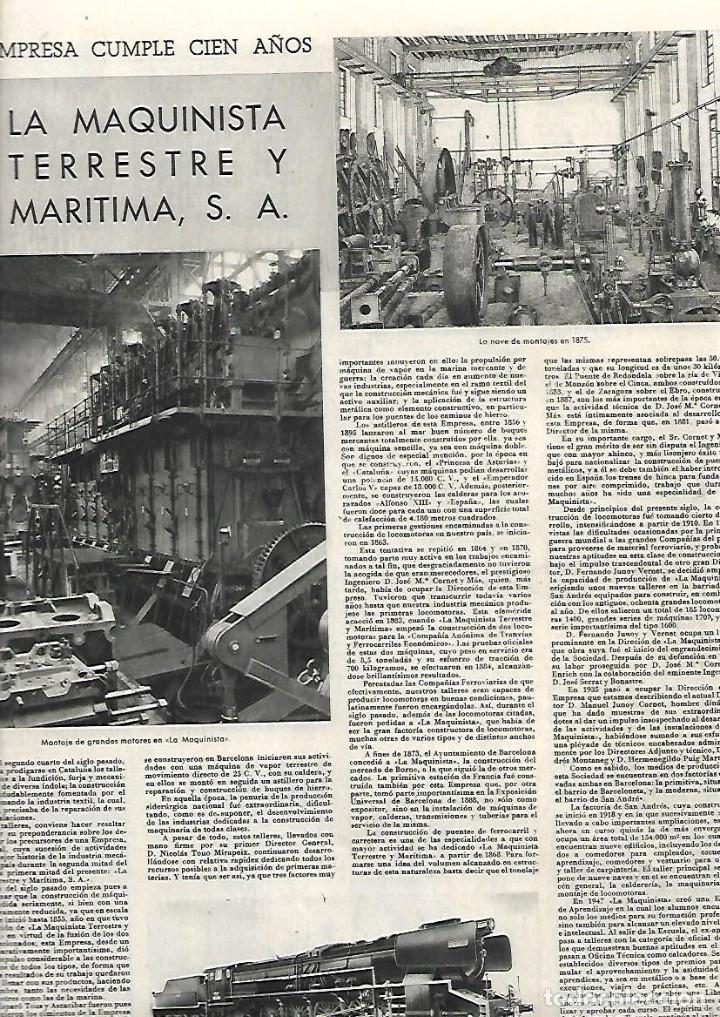 Collectionnisme: A&Ntilde;O 1955 LA MAQUINISTA TERRESTRE Y MARITIMA EMPRESA QUE CUMPLE CIEN A&Ntilde;OS CENTENARIO TREN LOCOMOTORA