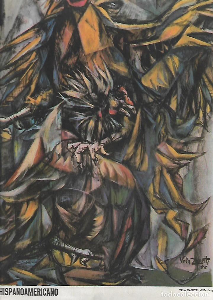 Colecionismo: A&Ntilde;O 1955 RECORTE PRENSA LAMINA PINTURA ARTE HISPANOAMERICANO VELA ZANETTI RI&Ntilde;A DE GALLOS