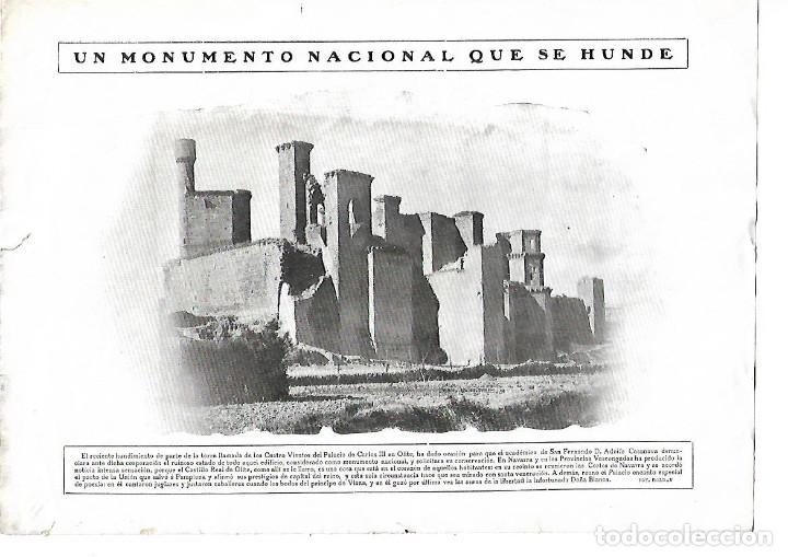 Collectionnisme: A&Ntilde;O 1911 RECORTE PRENSA CASTILLO OLITE PALACIO CARLOS III HUNDIMIENTO TORRE MONUMENTO NACIONAL