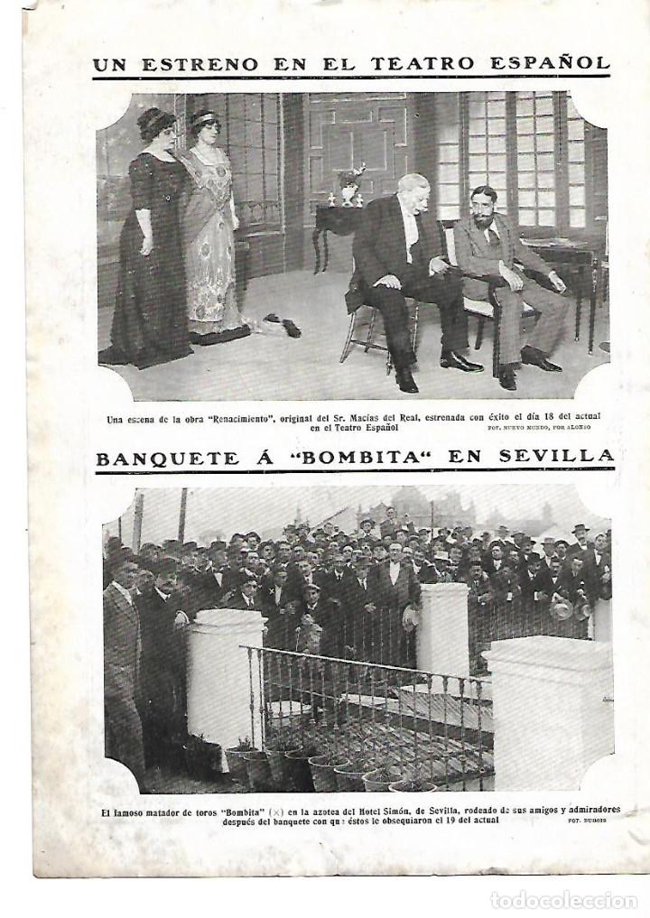 Coleccionismo: A&Ntilde;O 1911 RECORTE PRENSA SEVILLA BANQUETE HOMENAJE AL TORERO BOMBITA AZOTEA HOTEL SIMON