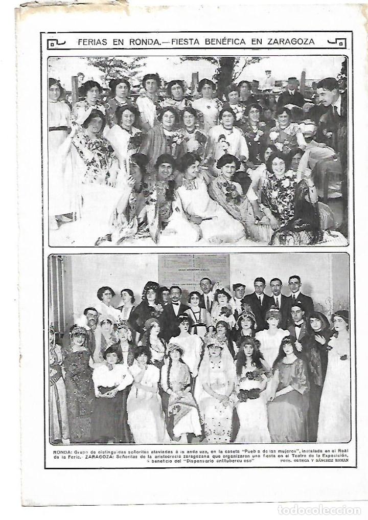 Colecionismo: A&Ntilde;O 1913 RECORTE PRENSA RONDA FERIA GRUPO SE&Ntilde;ORITAS CASETA PUEBLA DE LAS MUJERES
