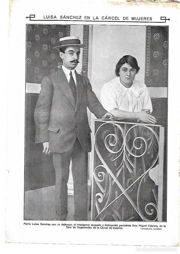 Coleccionismo: A&Ntilde;O 1913 RECORTE PRENSA LUISA SANCHEZ EN LA CARCEL DE MUJERES PRISION PROCESO CAPITAN SANCHEZ