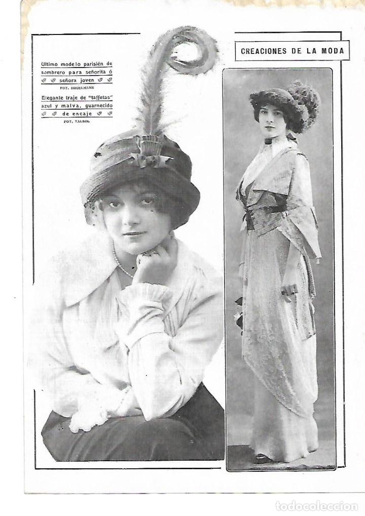 Coleccionismo: A&Ntilde;O 1913 RECORTE PRENSA MUJER MODA FEMENINA SOMBREROS TRAJE DE TAFFETAS