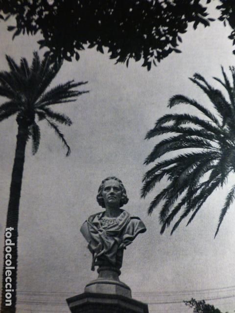 Coleccionismo: LAS PALMAS DE GRAN CANARIA BUSTO DE CRISTOBAL COLON ANTIGUA LAMINA HUECOGRABADO