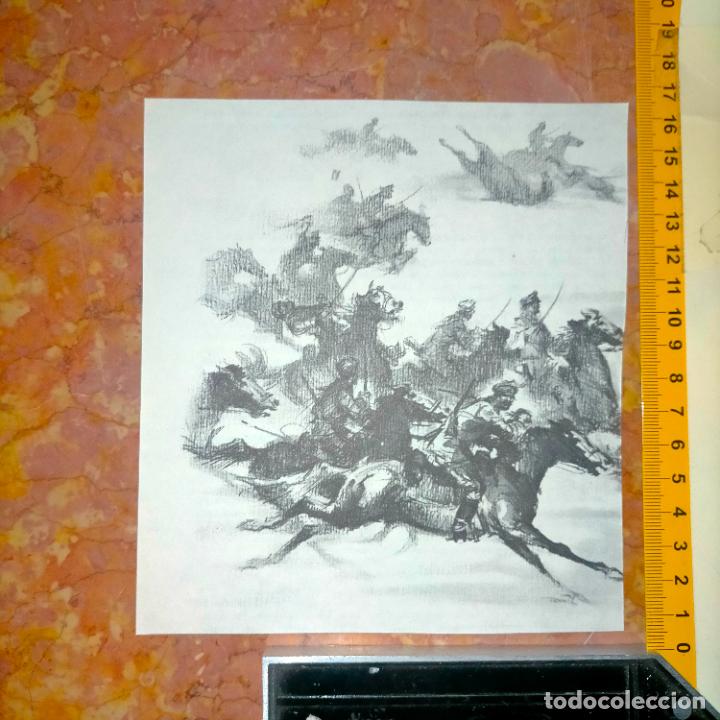 Coleccionismo: Antiguo recorte de publicaci&oacute;n de libro ilustraci&oacute;n dibujo coleccionistas de caballos equitacion