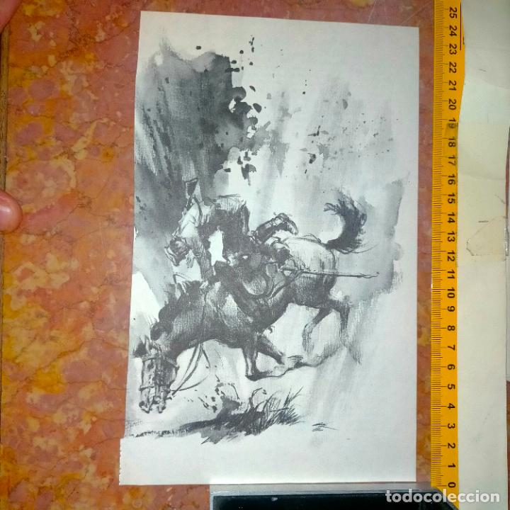 Coleccionismo: Antiguo recorte de publicaci&oacute;n de libro ilustraci&oacute;n dibujo coleccionistas de caballos equitacion