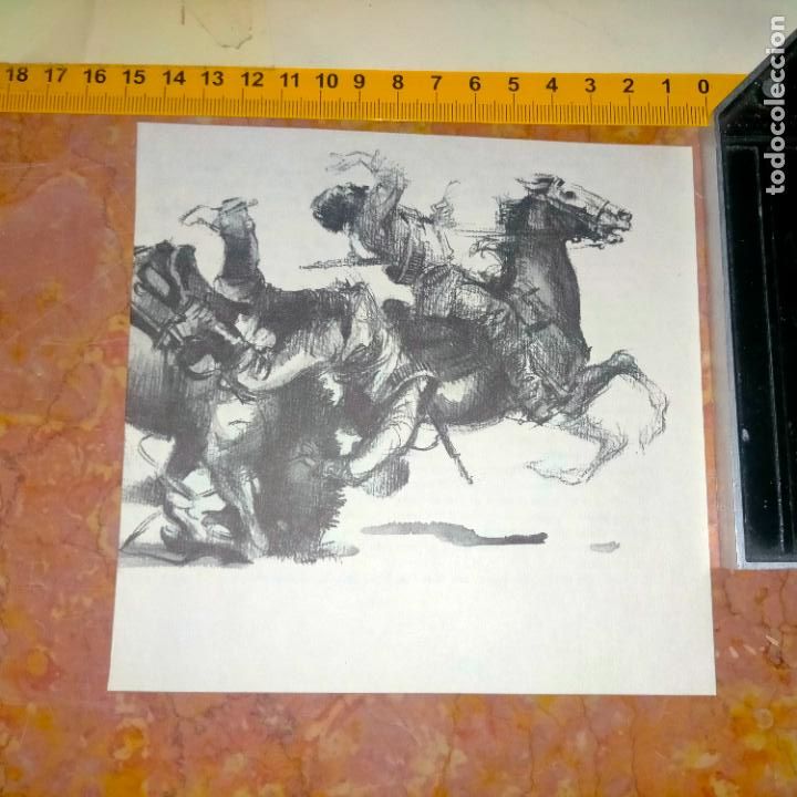 Coleccionismo: Antiguo recorte de publicaci&oacute;n de libro ilustraci&oacute;n dibujo coleccionistas de caballos equitacion