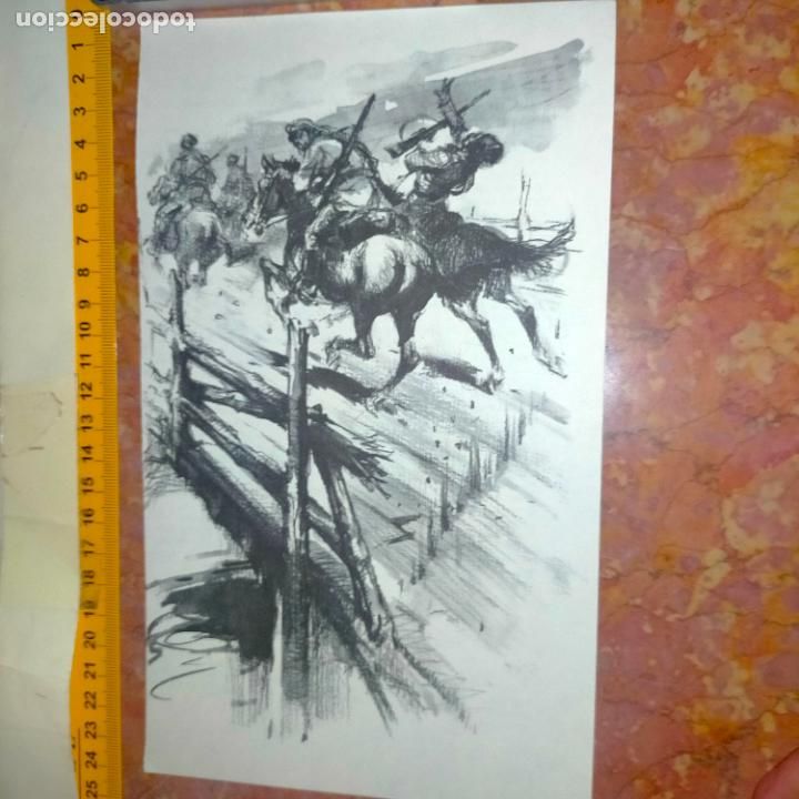 Coleccionismo: Antiguo recorte de publicaci&oacute;n de libro ilustraci&oacute;n dibujo coleccionistas de caballos equitacion