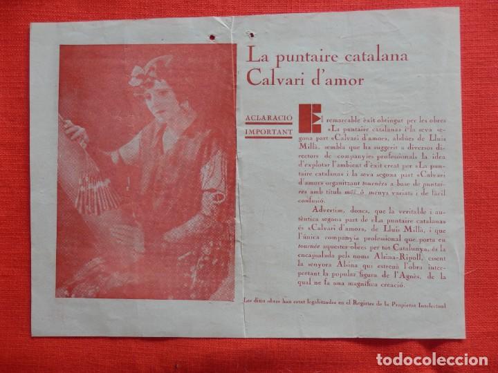 Collecting paper: La puntaire catalana Calvari d'amor programa de teatro Sra Alsina como Agnes aclaraci&oacute;n protagonista