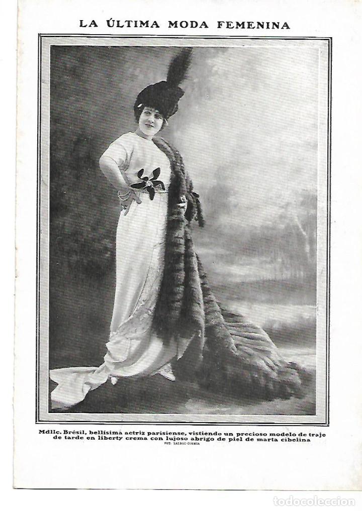 Coleccionismo: A&Ntilde;O 1912 RECORTE PRENSA MUJER MODA FEMENINA MDLLE BRESIL ACTRIZ TRAJE TADE ABRIGO PIEL DE MARTA