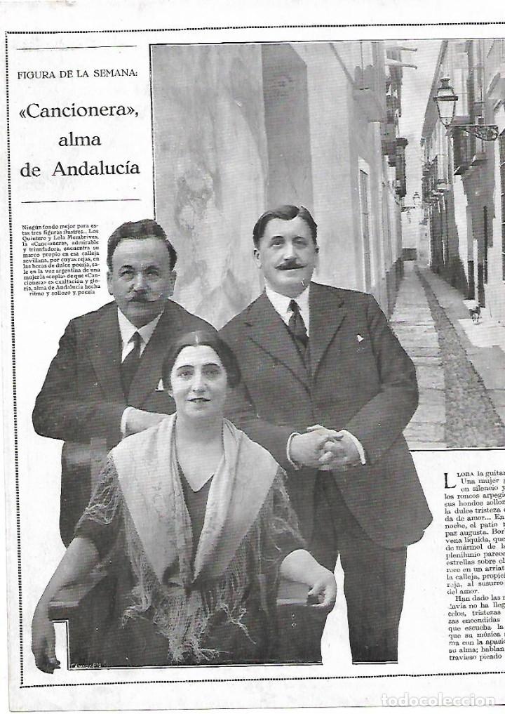 Coleccionismo: A&Ntilde;O 1924 RECORTE PRENSA OBRA TEATRO CANCIONERA ALMA DE ANDALUCIA LOLA MEMBRIVES HERMANOS QUINTERO