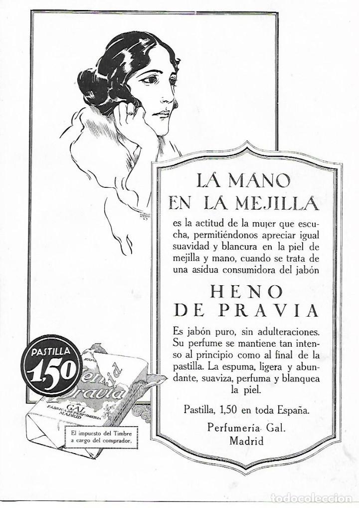 Coleccionismo: A&Ntilde;O 1924 RECORTE PRENSA PUBLICIDAD PASTILLA DE JABON HENO DE PRAVIA PERFUMERIA GAL MADRID