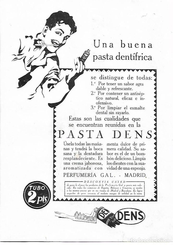 Coleccionismo: A&Ntilde;O 1924 RECORTE PRENSA PUBLICIDAD PASTA DENS CREMA DENTAL DENTIFRICO PERFUMERIA GAL MADRID
