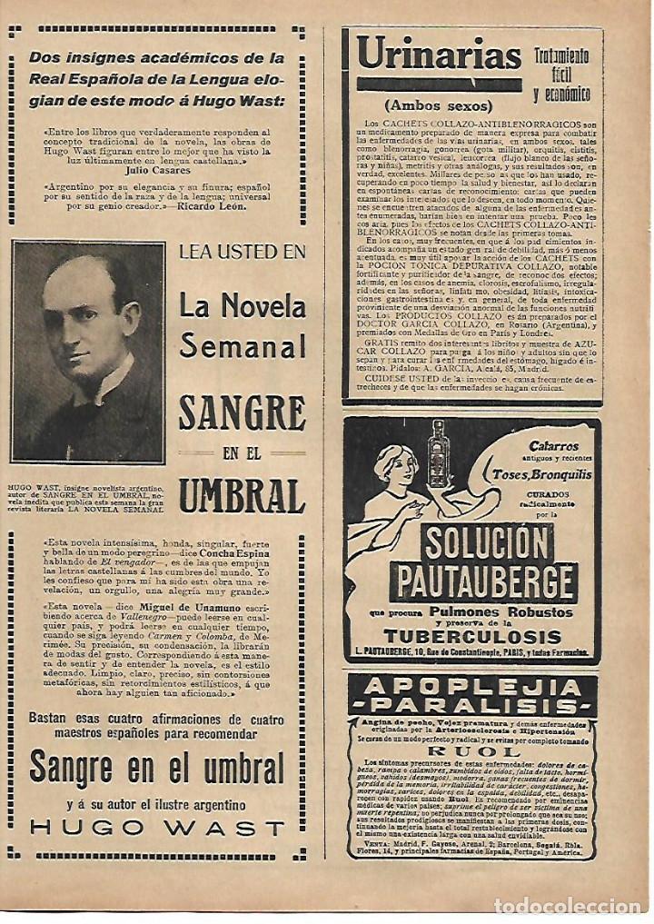 Coleccionismo: A&Ntilde;O 1924 RECORTE PRENSA PUBLICIDAD CACHETS PRODUCTOS COLLAZO URINARIAS PRODUCTOS FARMACEUTICOS