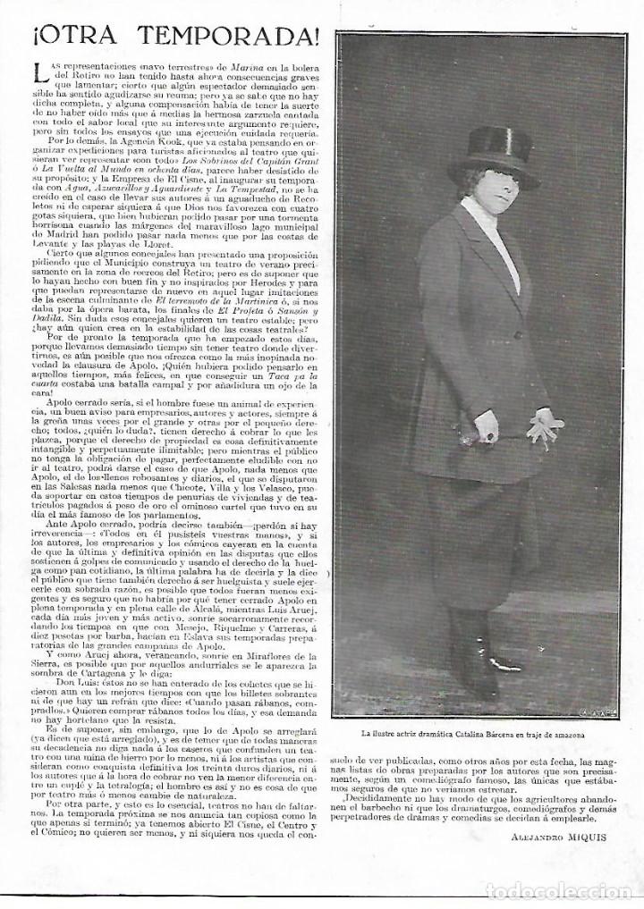 Collezionismo: A&Ntilde;O 1924 RECORTE PRENSA CATALINA BARCENA CON TRAJE DE AMAZONA ARTISTA ACTRIZ TEATRO