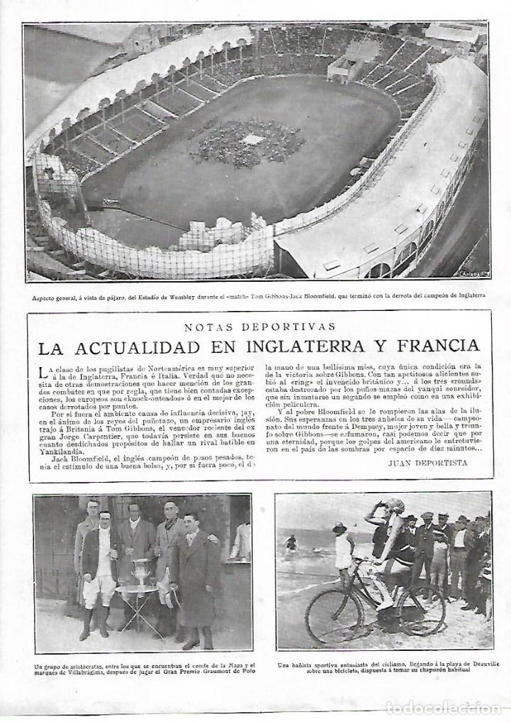Coleccionismo: A&Ntilde;O 1924 RECORTE PRENSA VISTA AEREA DEL ESTADIO DE WEMBLEY MATCH TOM GIBBONS JACK BLOOMFIEL BOXEO