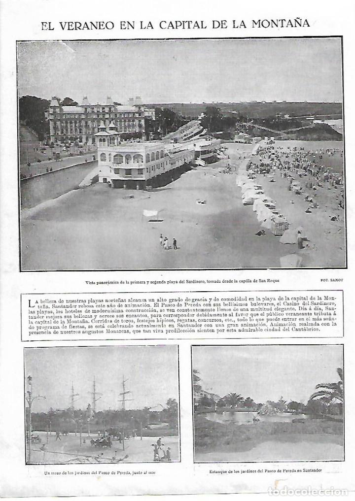 Coleccionismo: A&Ntilde;O 1924 RECORTE PRENSA VERANEO SANTANDER PLAYA EL SARDINERO JARDINES PASEO DE PEREDA