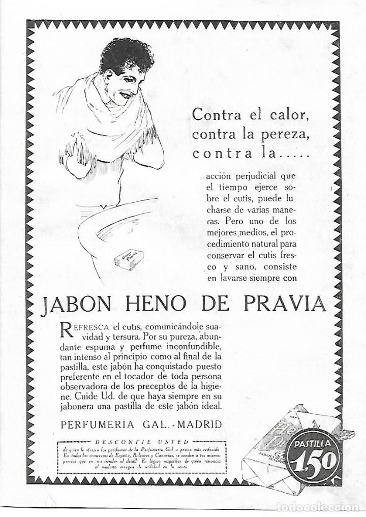 Coleccionismo: A&Ntilde;O 1924 RECORTE PRENSA PUBLICIDAD PASTILLA DE JABON HENO DE PRAVIA PERFUMERIA GAL MADRID