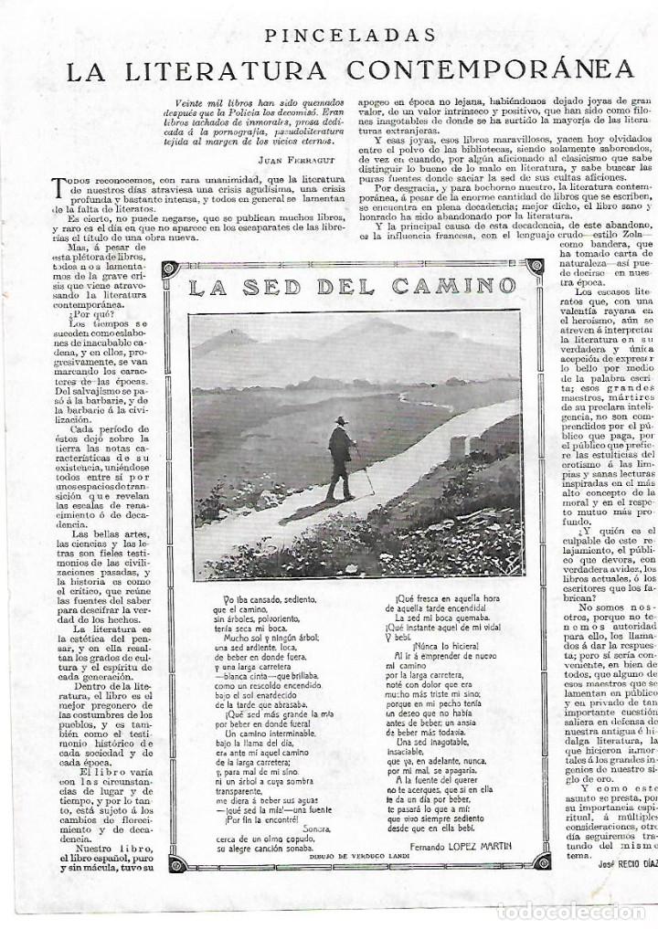 Coleccionismo: A&Ntilde;O 1924 RECORTE PRENSA POESIA LA SED DEL CAMINO POR FERNANDO LOPEZ MARTIN DIBUJO VERDUGO LANDI
