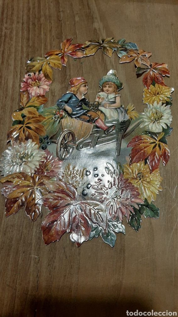 Collectionnisme: ANTIGUO RECORTABLE NI&Ntilde;OS CARRETILLA